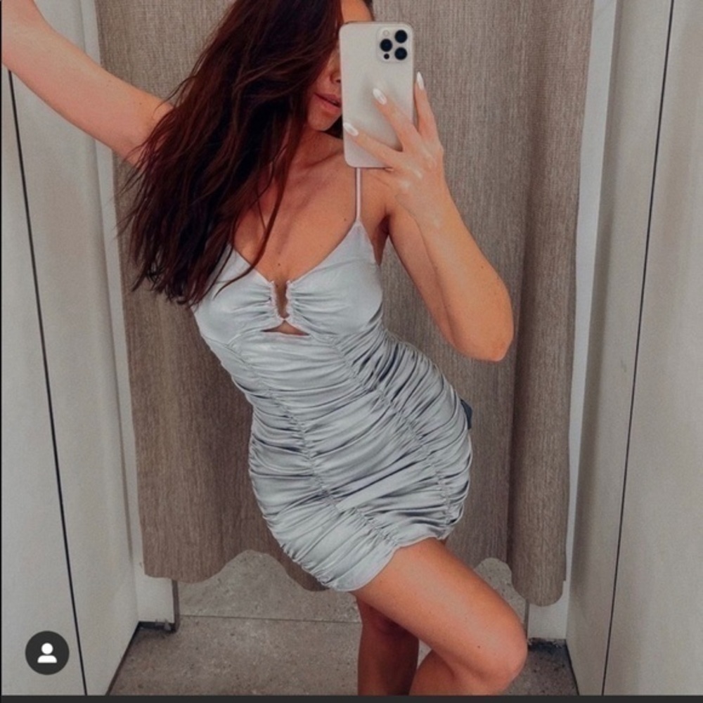 ZARA Satin Effect Draped Dress 2298/213